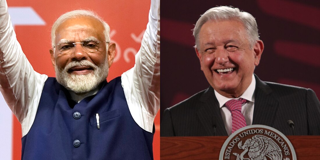 Narendra Modi y Andrés Manuel López Obrador en una foto compuesta
