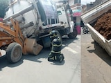 Socavones en Iztacalco provocan hundimiento de dos camiones