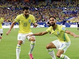 MATHEUS
CUNHA festeja
el tercer tanto de
Brasil, ayer, en el
Estadio Miami