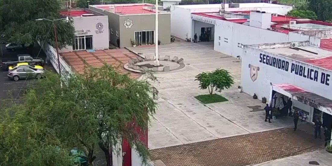 Instalaciones de SSP Municipal de Uriangato, Guanajuato, ayer.