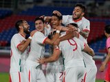 Futbolistas de México festejan un gol contra Corea del Sur en los cuartos de final del torneo de futbol varonil en Tokio 2020.