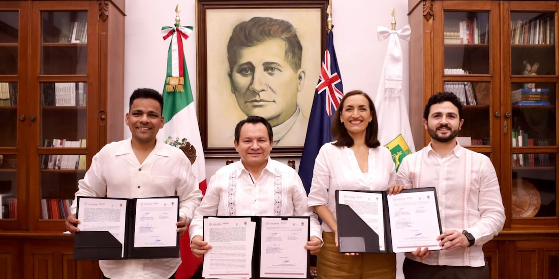 Joaquín Díaz Mena, gobernador de Yucatán, firmó un convenio de colaboración con la empresa de tecnología Getmee.