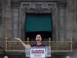 Claudia Sheinbaum, ayer en el Zócalo capitalino.