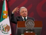 Presidente López Obrador en conferencia matutina desde Palacio Nacional.