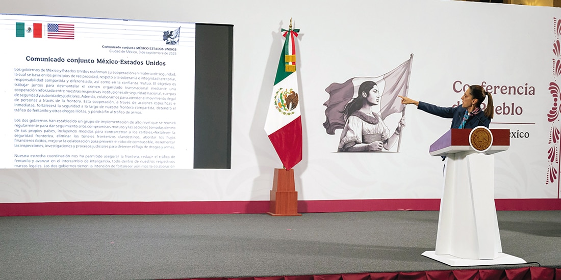 La mandataria Claudia Sheinbaum, ayer, en conferencia.