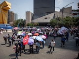 Bloqueo de la CNTE en Paseo de la Reforma, a la altura de "El Caballito".