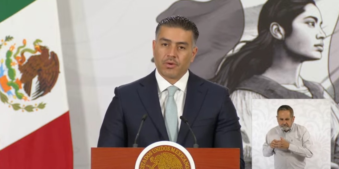 Omar García Harfuch, titular de la SSPC, en conferencia de prensa.