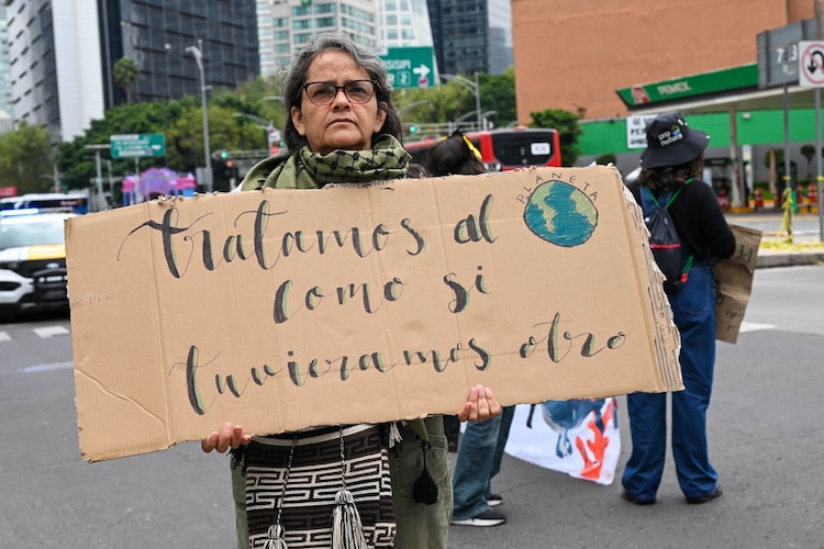 Aspecto de una manifestación por una causa medioambiental en CDMX.