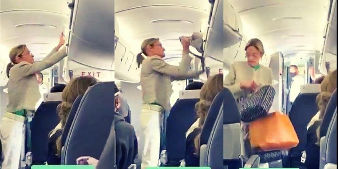 Mujer abandona el avión entre aplausos de los pasajeros