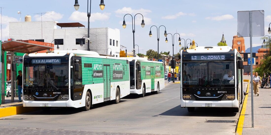 Autobuses 100% eléctricos se implementaron en la región de la Huasteca potosina, un avance en movilidad sustentable.