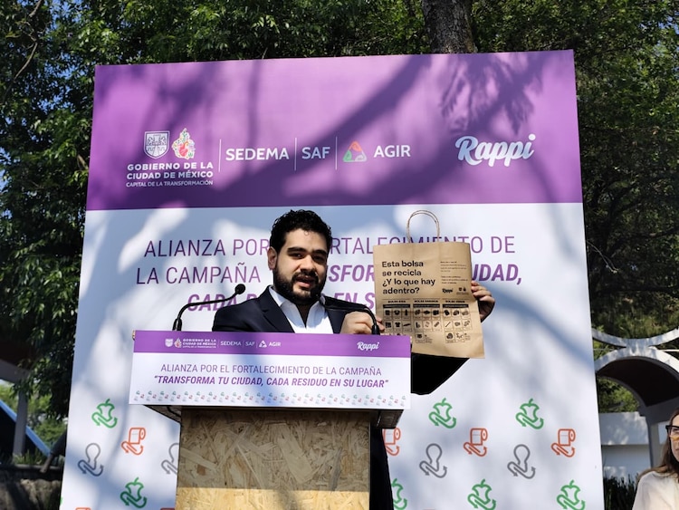 El acuerdo entre SEDEMA y Rappi promoverá prácticas de reducción y reciclaje entre usuarios de entregas a domicilio.