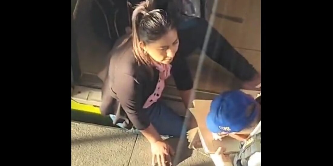 Mujer en el metro en la Línea 12