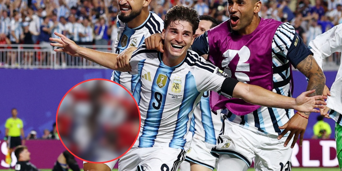Julián Álvarez festejando su gol ante Suiza.