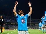 Nacho Rivero celebra su gol ante el León en la Liguilla