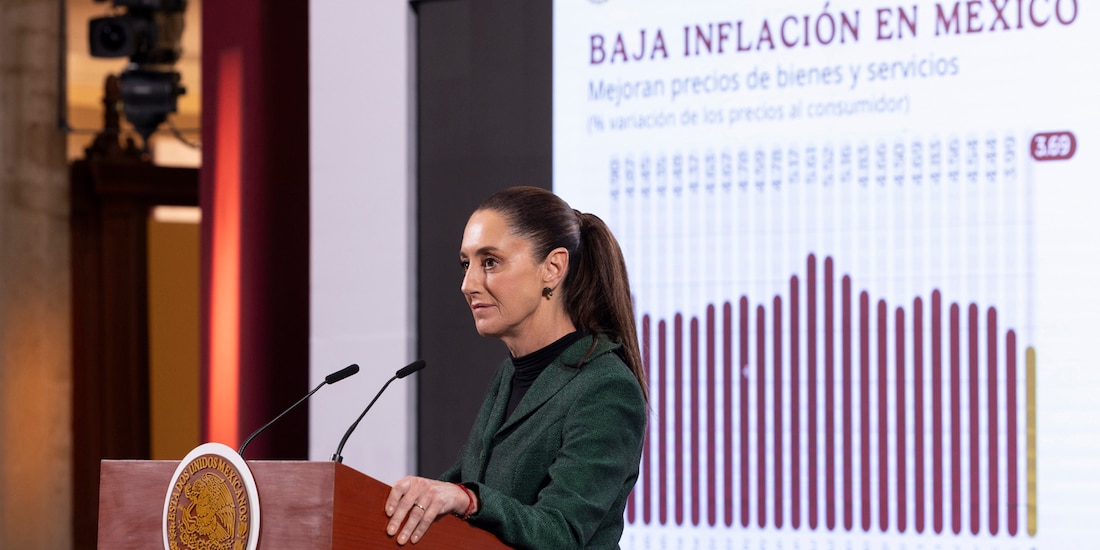 La presidenta Claudia Sheinbaum, ayer, en conferencia de prensa.