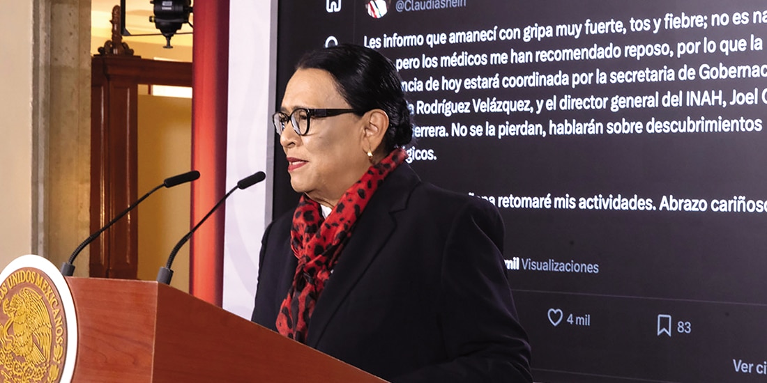 LA TITULAR de Segob, ayer, en sustitución de la Presidenta Sheinbaum, quien amaneció con gripe