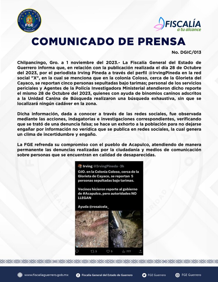 Comunicado oficial.