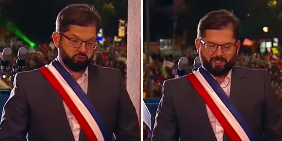 Usuarios reaccionan al profundo suspiro de Gabriel Boric tras finalizar su primer discurso como presidente de Chile.