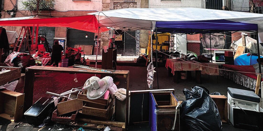 ASPECTO DEL EDIFICIO de Cuba 11, en el Centro Histórico, desalojado el pasado 27 de agosto.