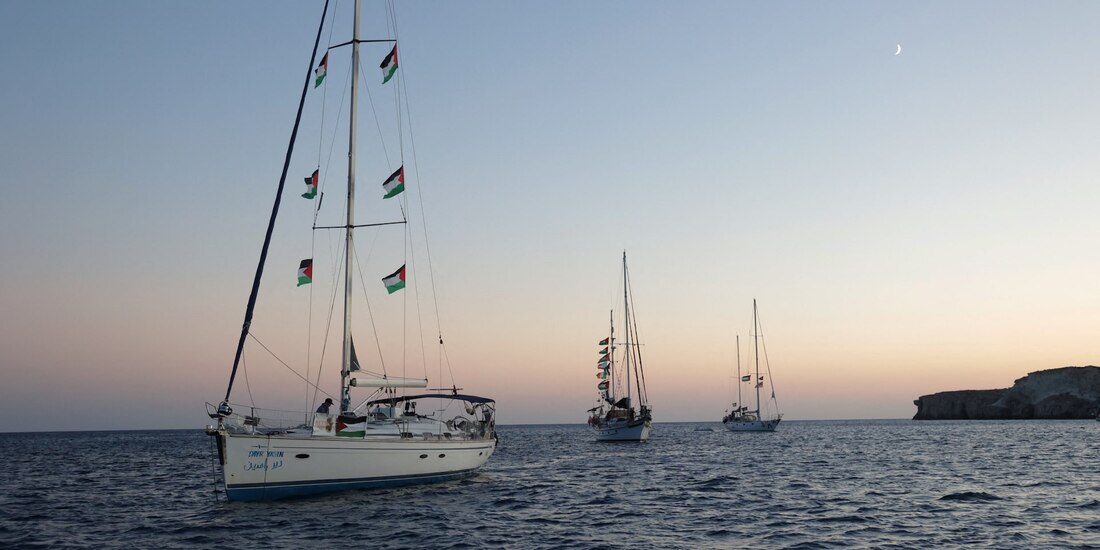 Una de las embarcaciones que forman parte de la Flotilla Global Sumud.