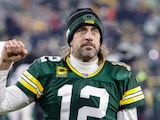 Aaron Rodgers celebra durante un partido de los Green Bay Packers en la pasada temporada de la NFL.