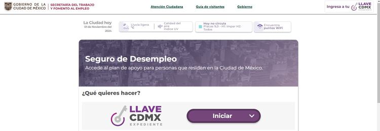 Así luce el portal donde puedes tramitar el Seguro de Desempleo. Foto: Captura de pantalla