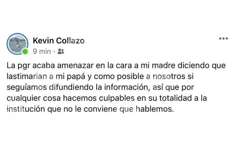 Parte de la denuncia de Kevin Collazo en contra de la FGR.