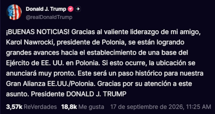Mensaje del presidente Dondald Trump