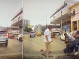 VIDEO: Conductor atropella a ladrón que asaltó a hombre de la tercera edad