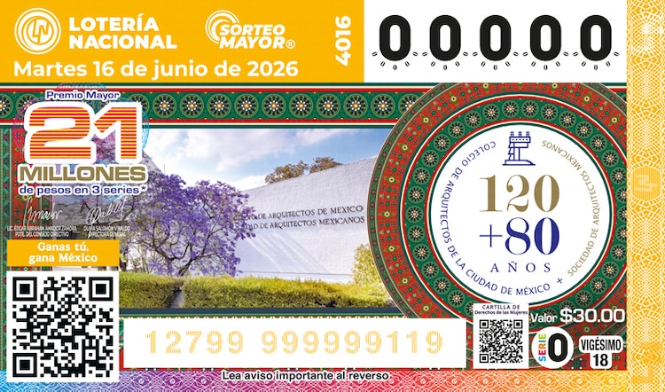 El Sorteo Mayor 4016 está dedicado al 120° Aniversario de la Sociedad de Arquitectos..