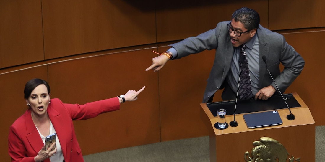 El senador de Morena, Saúl Monreal, discutió con la senadora del PAN, Lilly Téllez, durante la discusión sobre el Plan B.