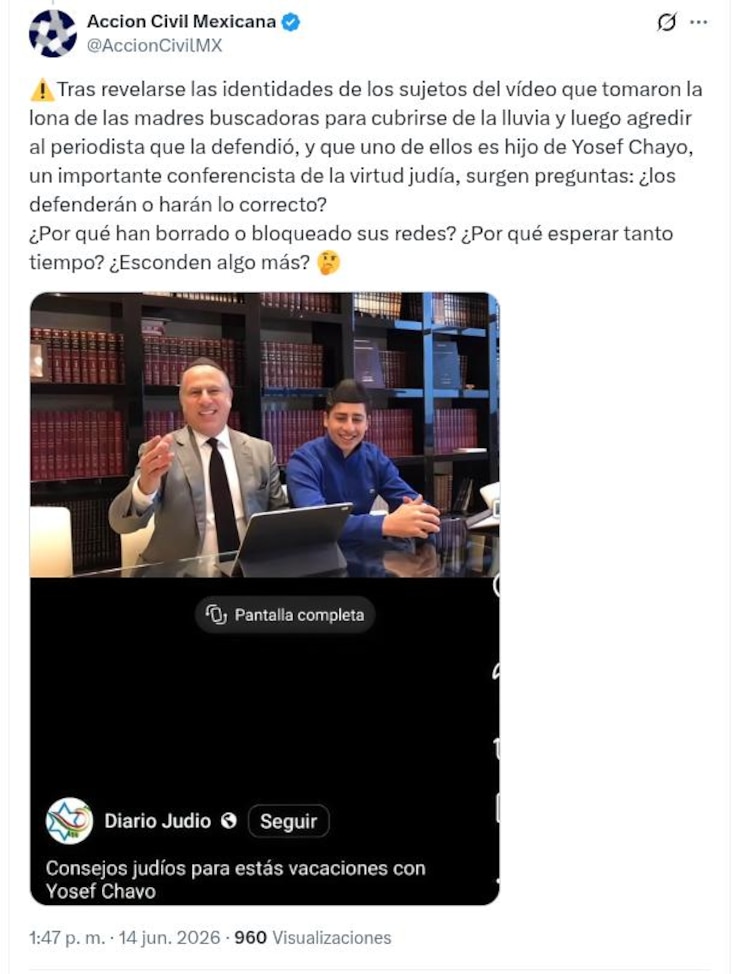 Abraham Chayo, uno de los agresores, fue identificado como hijo de conferencista Yosef Chayo.