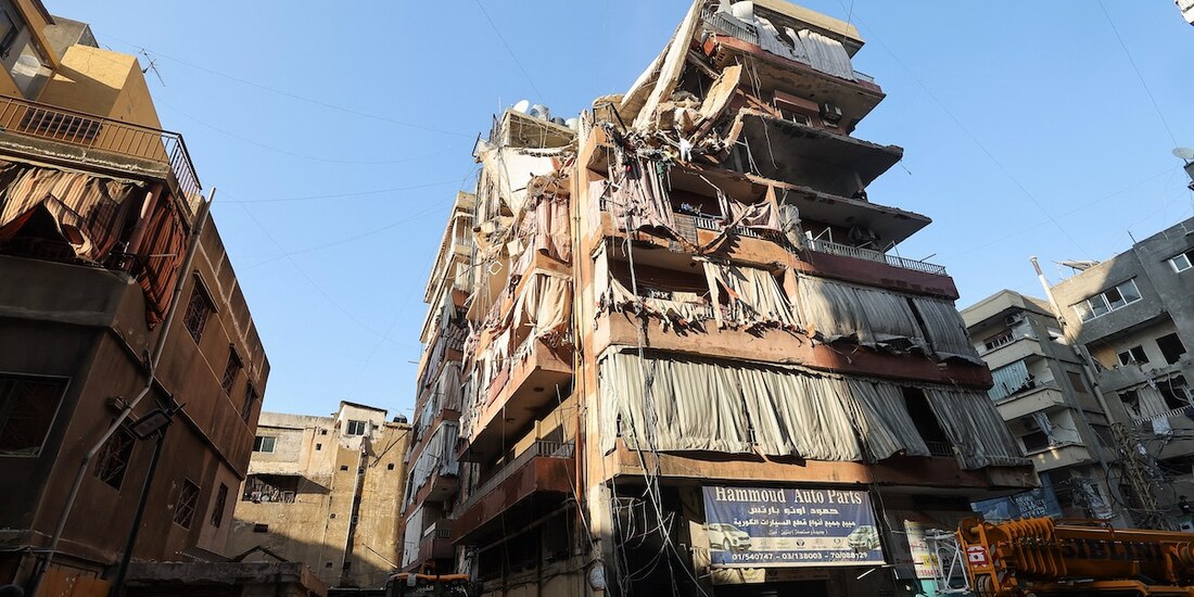 Un edificio en ruinas tras un ataque israelí en el sur de Beirut.