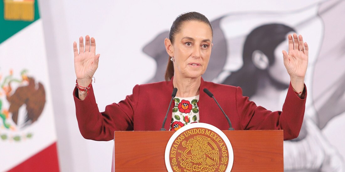 LA MANDATARIA federal, ayer, en conferencia de prensa en Palacio Nacional