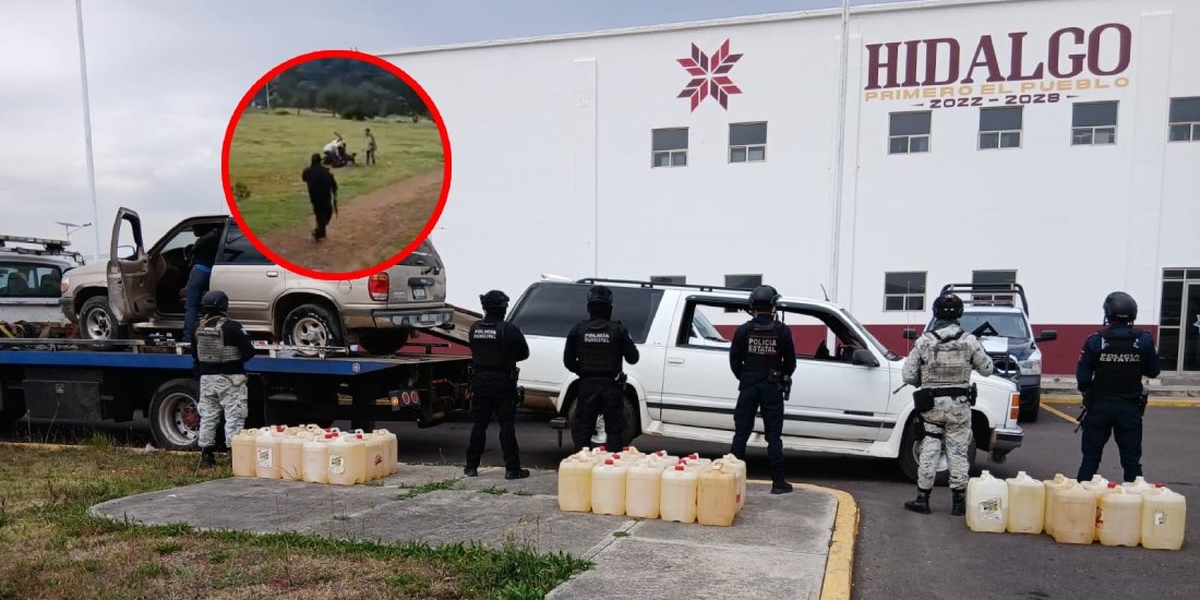 Agreden a policías en Santiago Tepepa, Hidalgo; hay 6 detenidos y 800 litros de hidrocarburo asegurado.