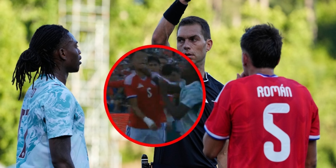 Rafael Leão golpea a un jugador de Chile en un partido amistoso