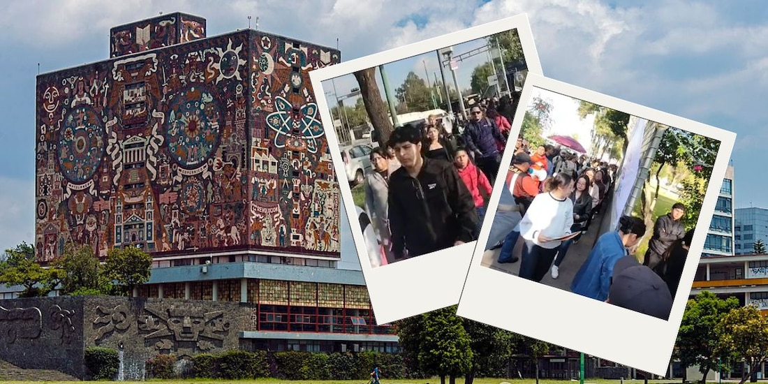 Aspirantes a la UNAM llegan al Palacio de los Deportes para presentar examen de control.