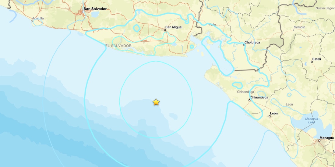 Sismo se registro al sur de las costas de El Salvador, según el USGS.