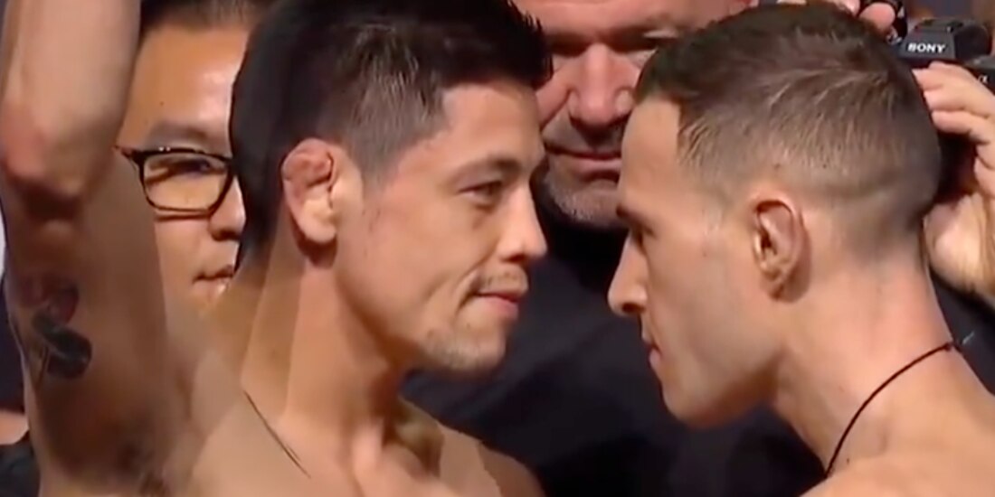 Brandon Moreno y Kai Kara-France en su último careo antes de verse las caras en el UFC 277.