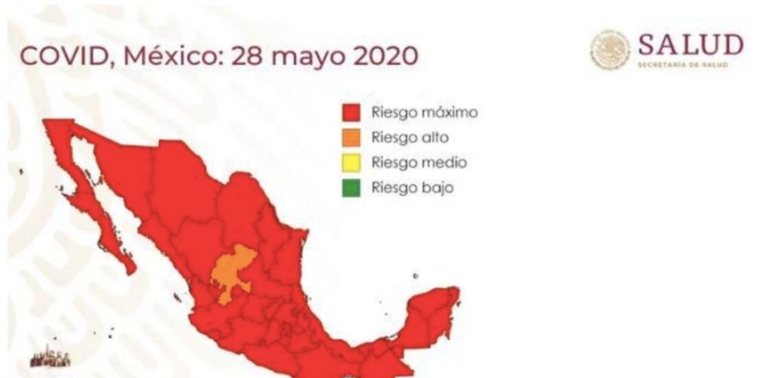 31 entidades del país se encuentran en semáforo rojo, el 28 de mayo de 2020.