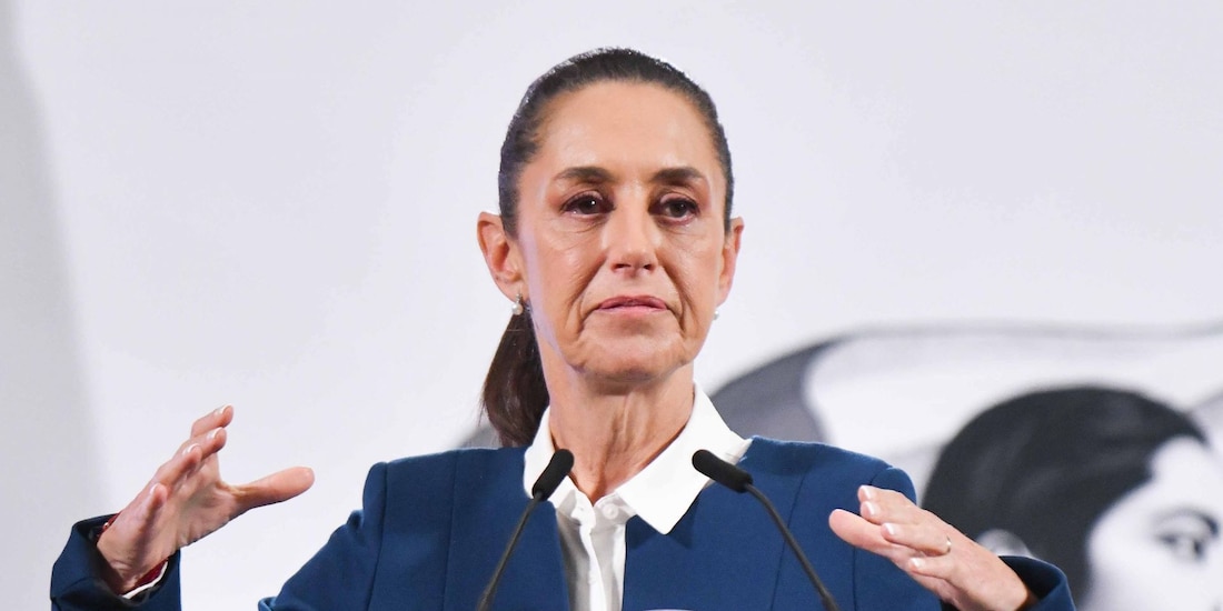 Claudia Sheinbaum, presidenta de México, durante la conferencia matutina realizada en Palacio Nacional