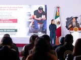 Claudia Sheinbaum y Mario Delgado este lunes en Palacio Nacional.