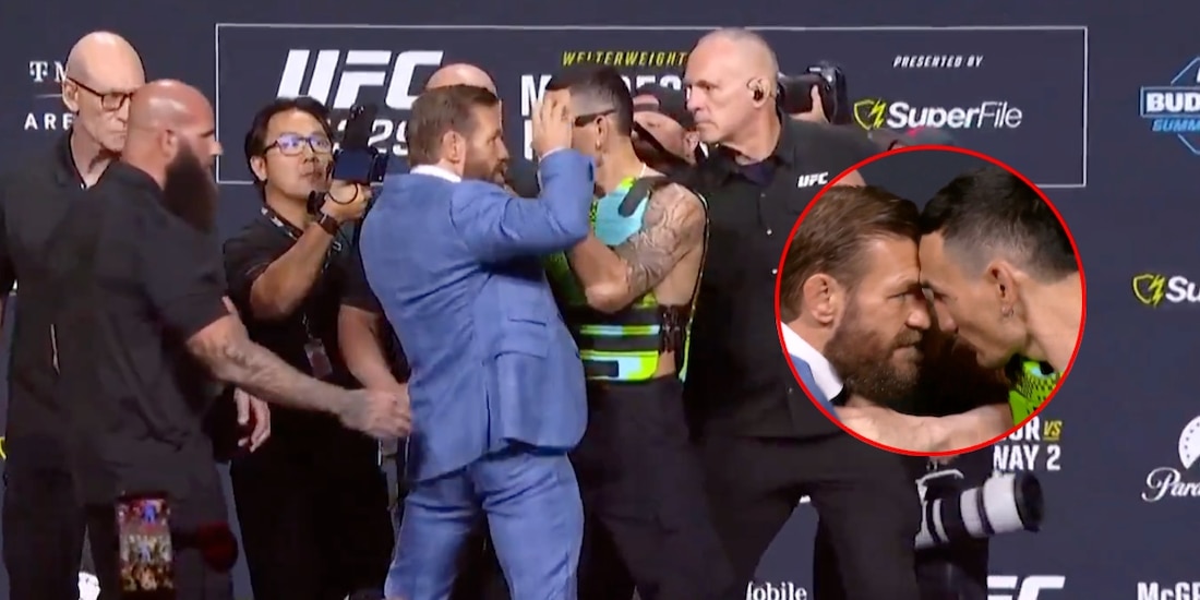 Conor McGregor y Max Holloway tienen intenso cara a cara antes de su pelea en UFC