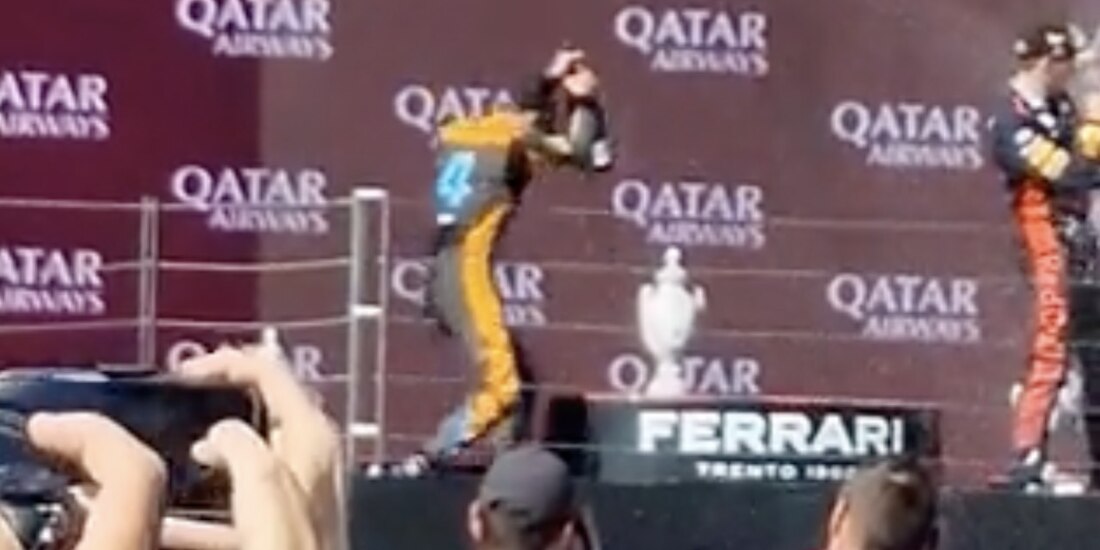 Lando Norris celebra su segundo lugar en Hungría.