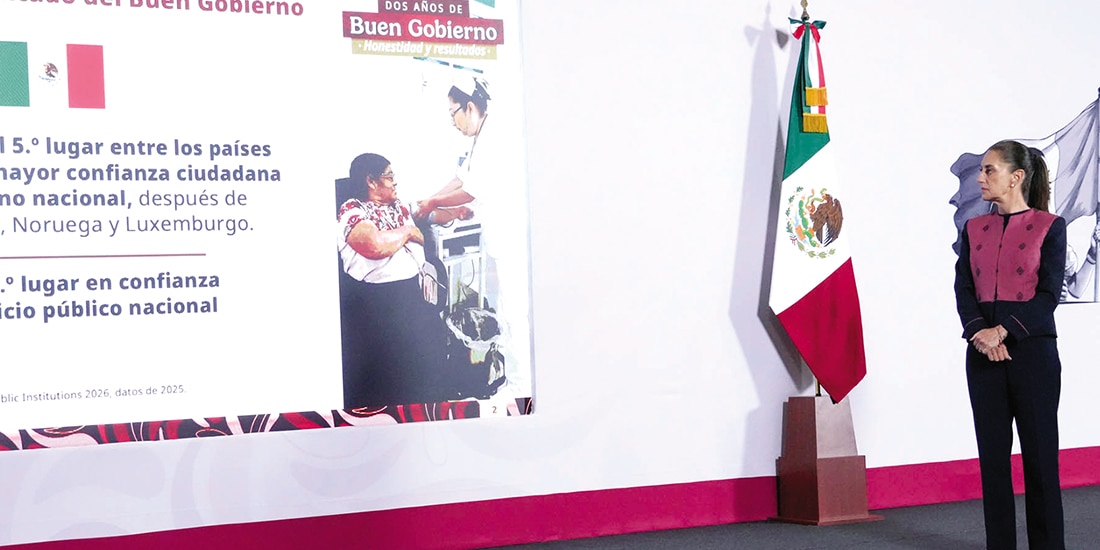 LA PRESIDENTA, ayer, en Palacio Nacional