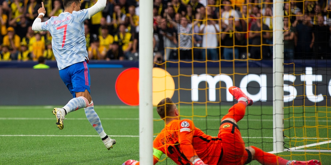 Cristiano Ronaldo momentos después de su gol contra el Young Boys en la Champions League.