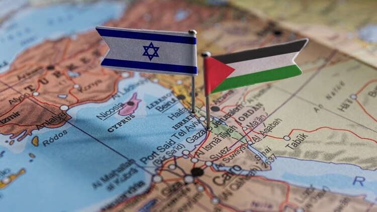 Imagen ilustrativa de Palestina e Israel en un mapa