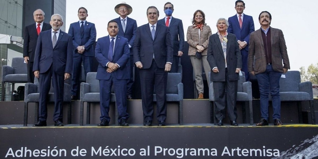 Presentación de la adhesión de México al Programa Artemisa de exploración espacial en las instalaciones de la Secretaría de Relaciones Exteriores.