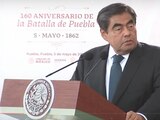 Miguel Barbosa, durante el 160 Aniversario de la Batalla de Puebla, desde el estado de Puebla.