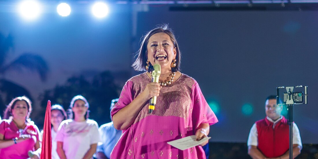 La aspirante presidencial Xóchitl Gálvez, ayer en Manzanillo.